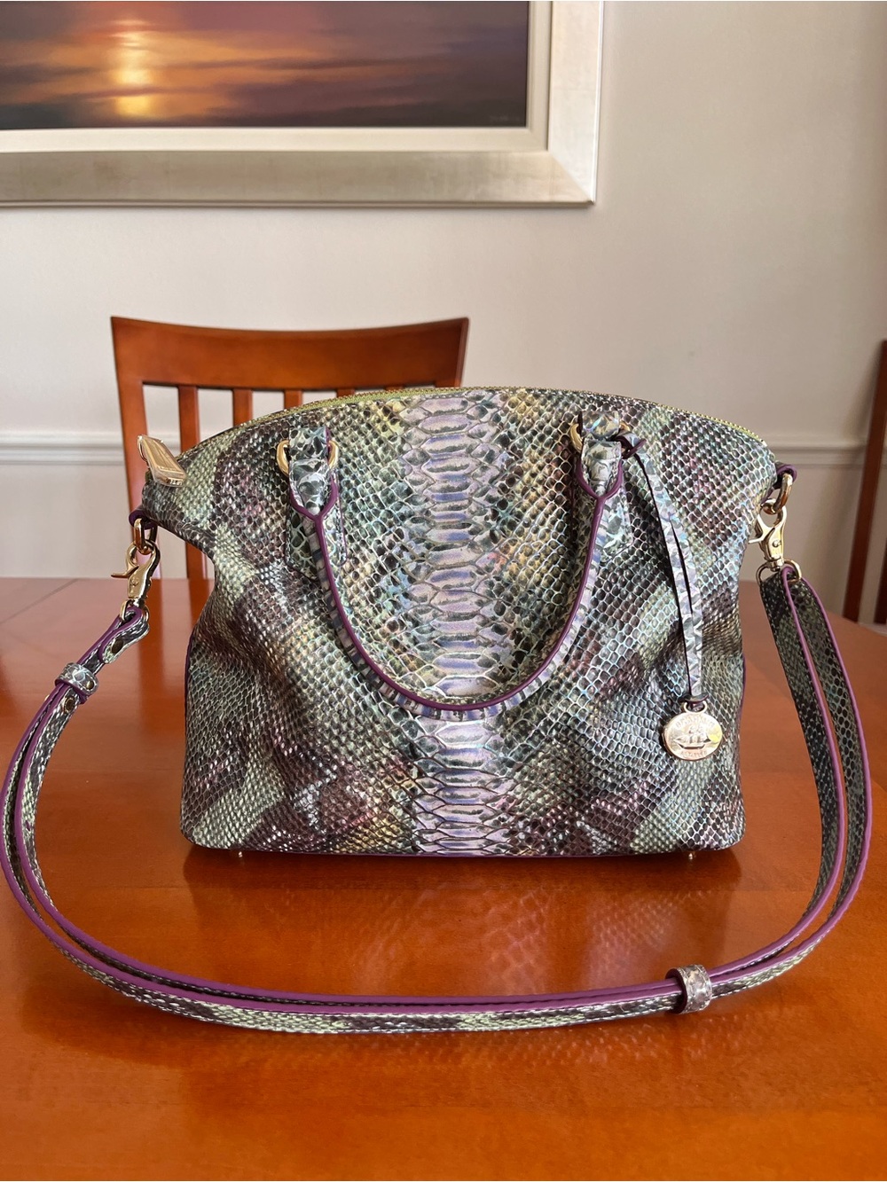 Brahmin Moonstone Seville Duxbury satchel and matching Ady wallet